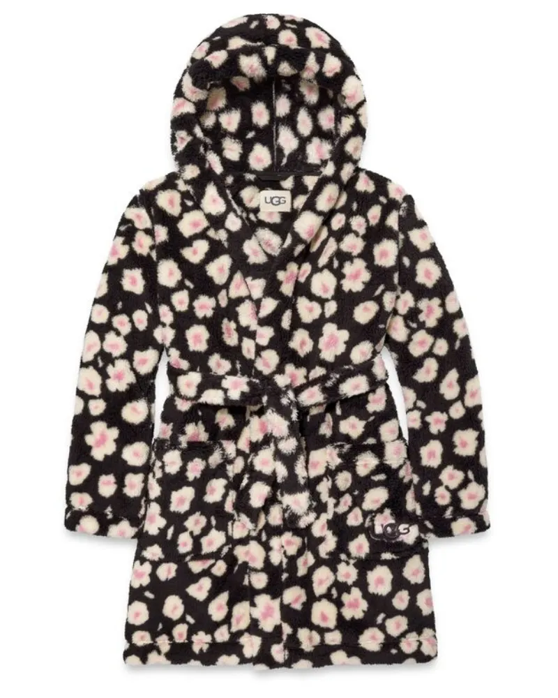 1153830 Black Hibiscina Aarti II Hooded Plush Robe