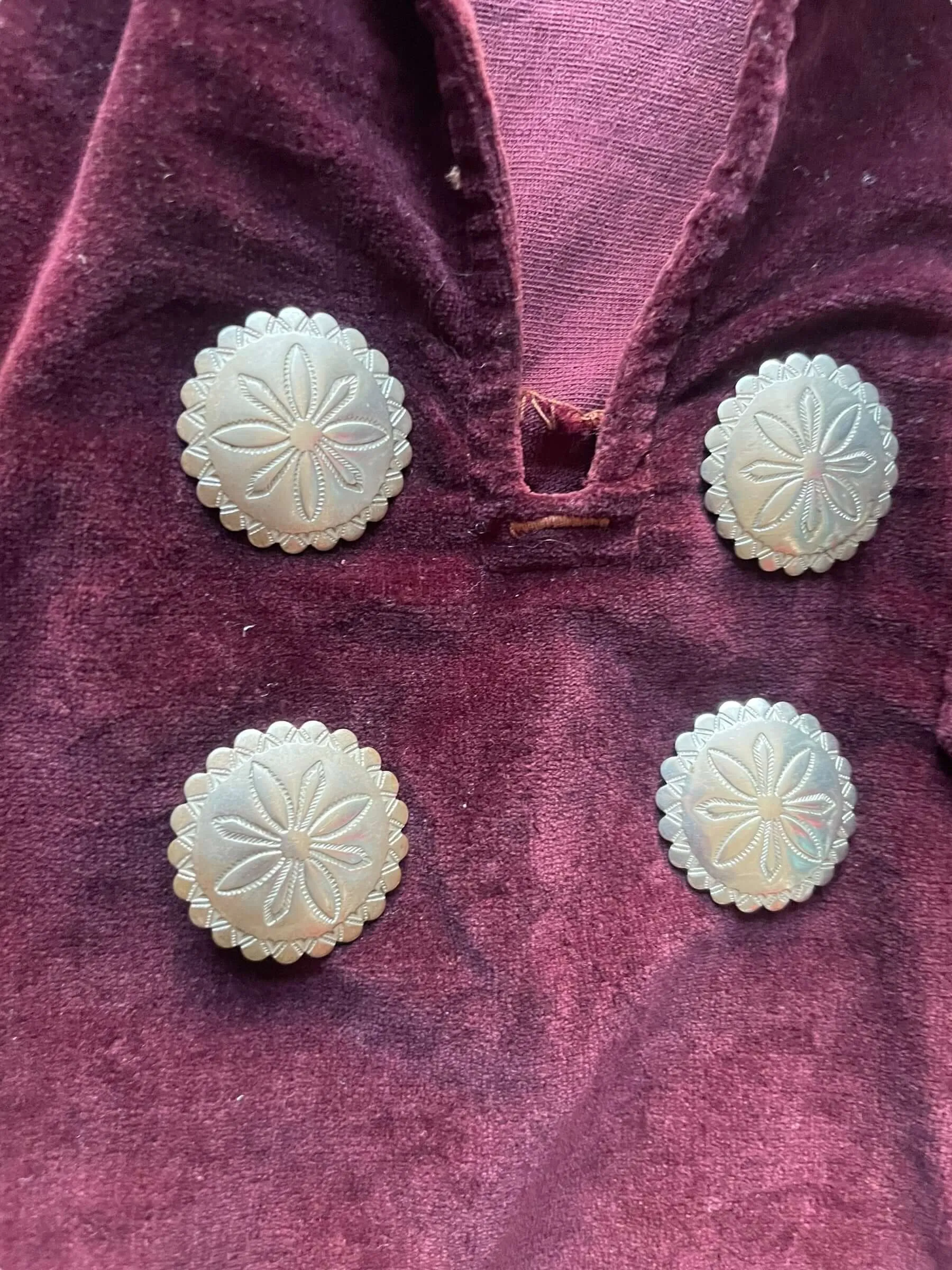 1950s Western Velvet Top with Silver Concho Buttons