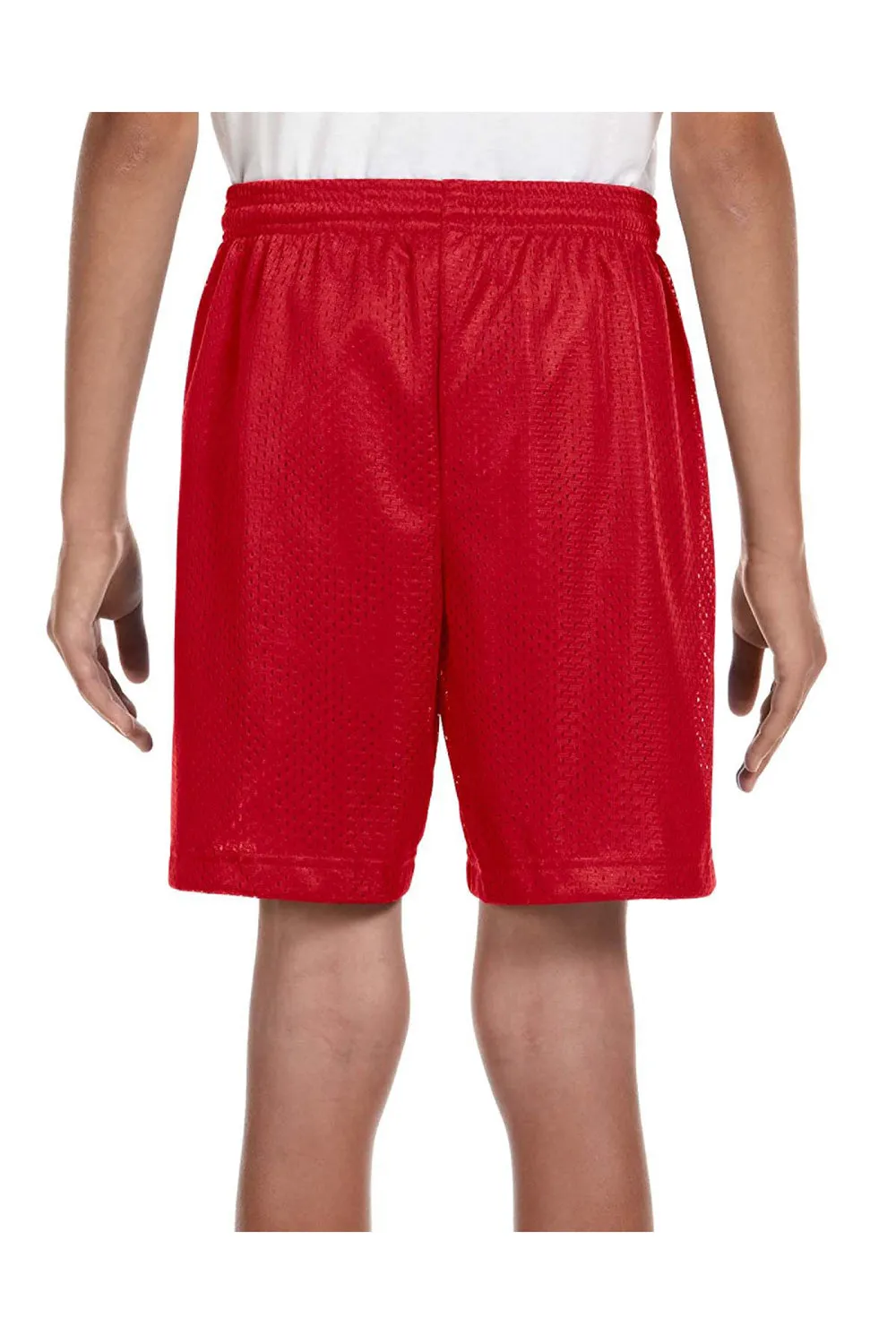 A4 Youth Moisture Wicking Mesh Shorts - Scarlet Red