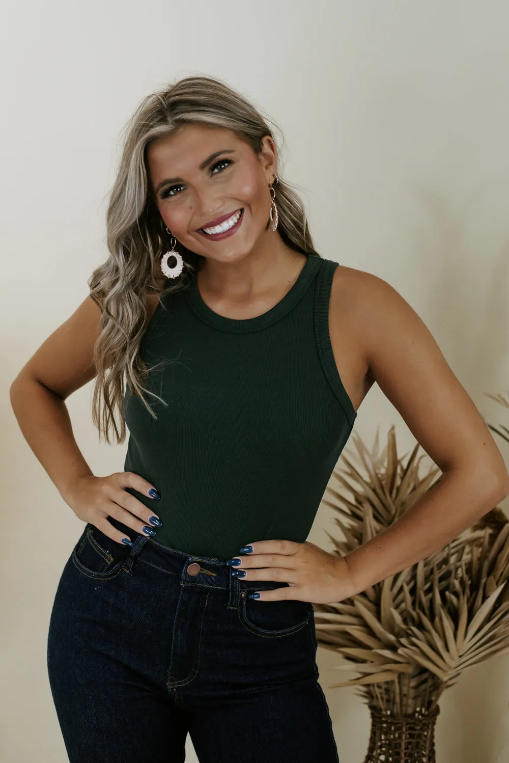All Me Ribbed Bodysuit, Hunter Green