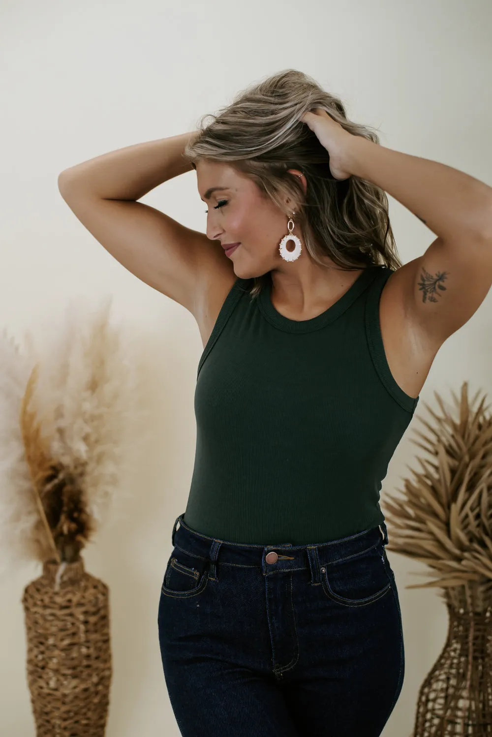 All Me Ribbed Bodysuit, Hunter Green