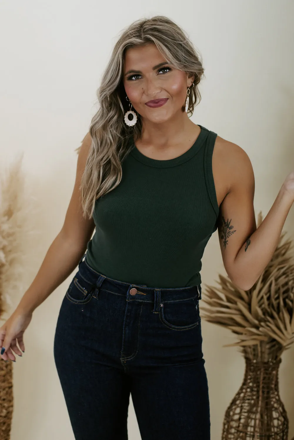 All Me Ribbed Bodysuit, Hunter Green