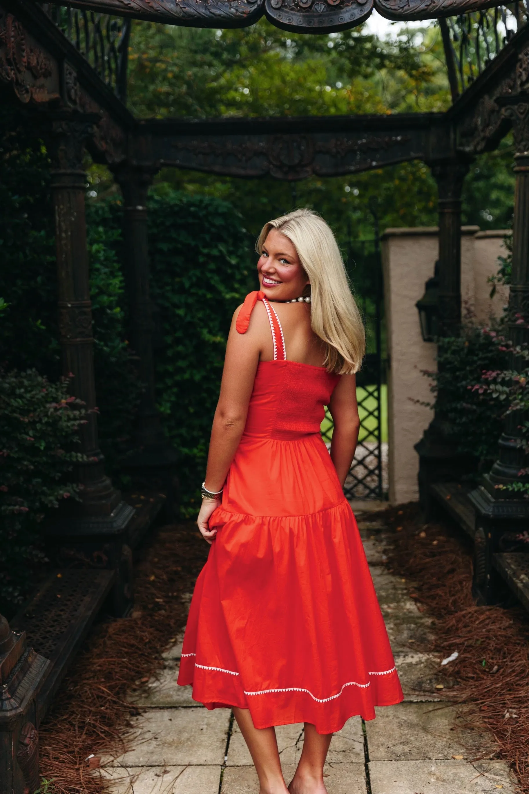 Alora Midi Dress - Spicy Orange