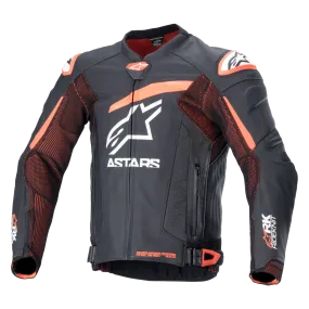ALPINESTARS GP PLUS R V4 RIDEKNIT LEATHER JACKET - BLACK RED FLURO WHITE