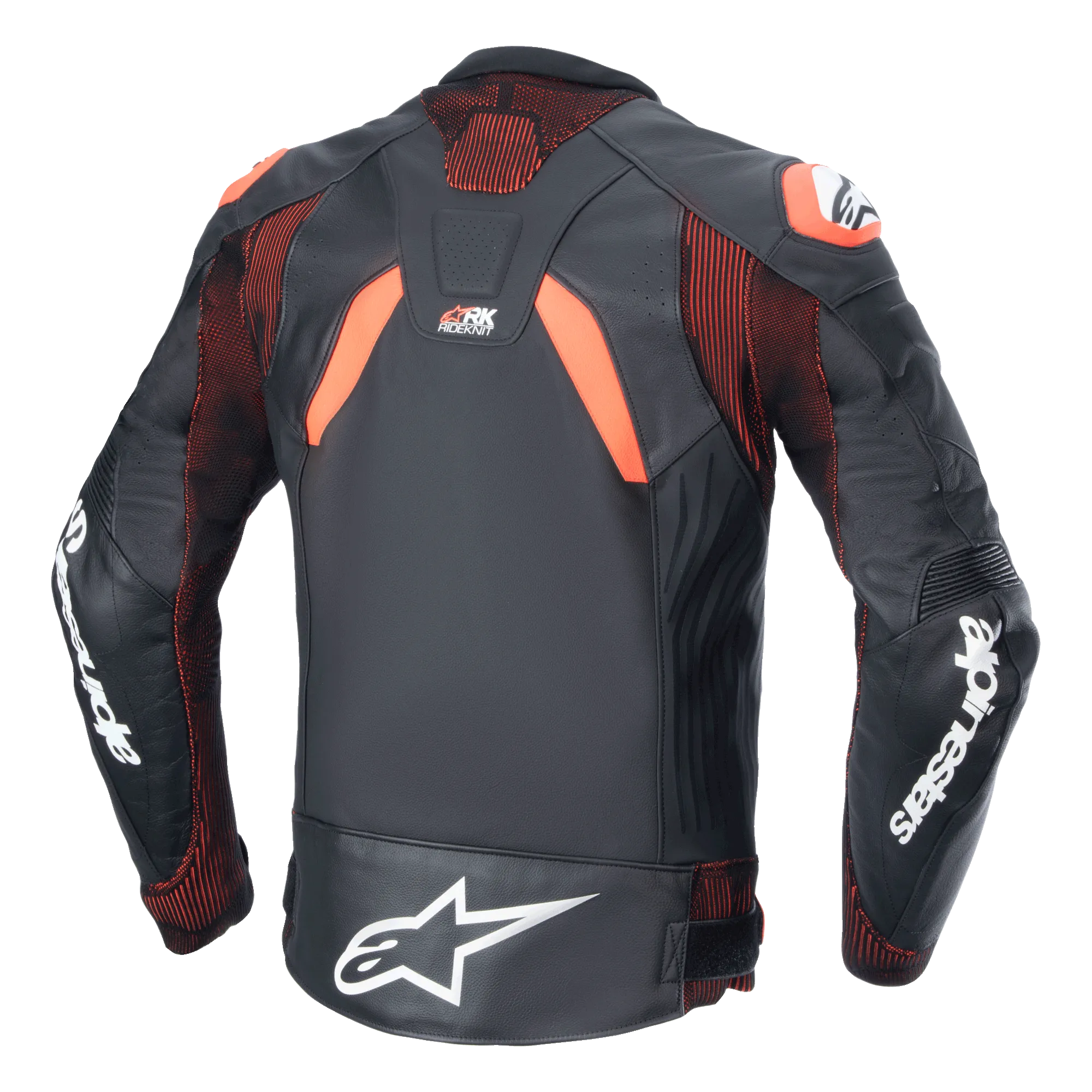 ALPINESTARS GP PLUS R V4 RIDEKNIT LEATHER JACKET - BLACK RED FLURO WHITE
