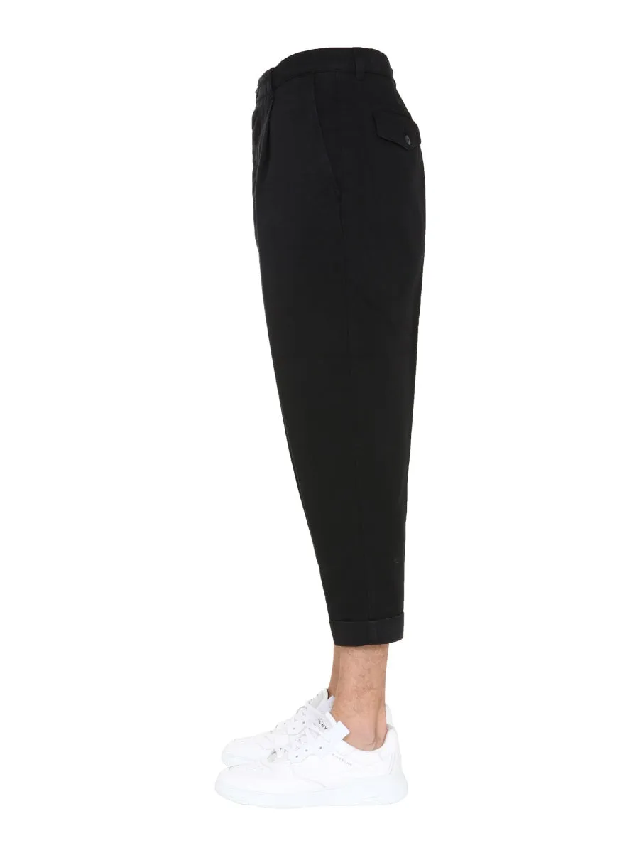 AMI Drop-Crotch Cropped Trousers