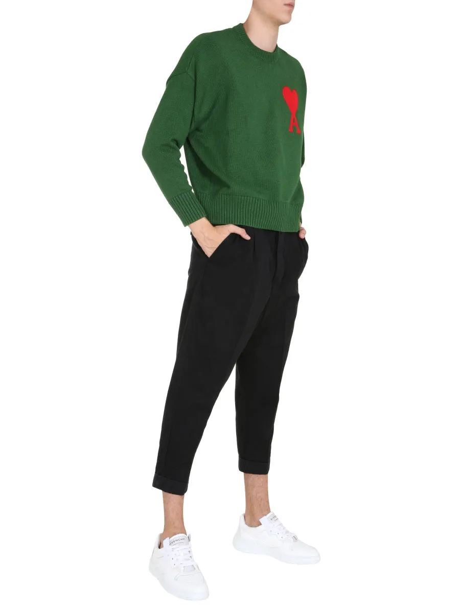 AMI Drop-Crotch Cropped Trousers