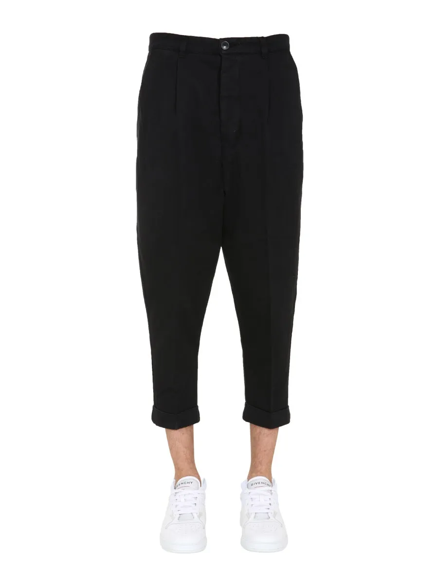 AMI Drop-Crotch Cropped Trousers