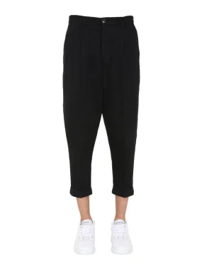AMI Drop-Crotch Cropped Trousers