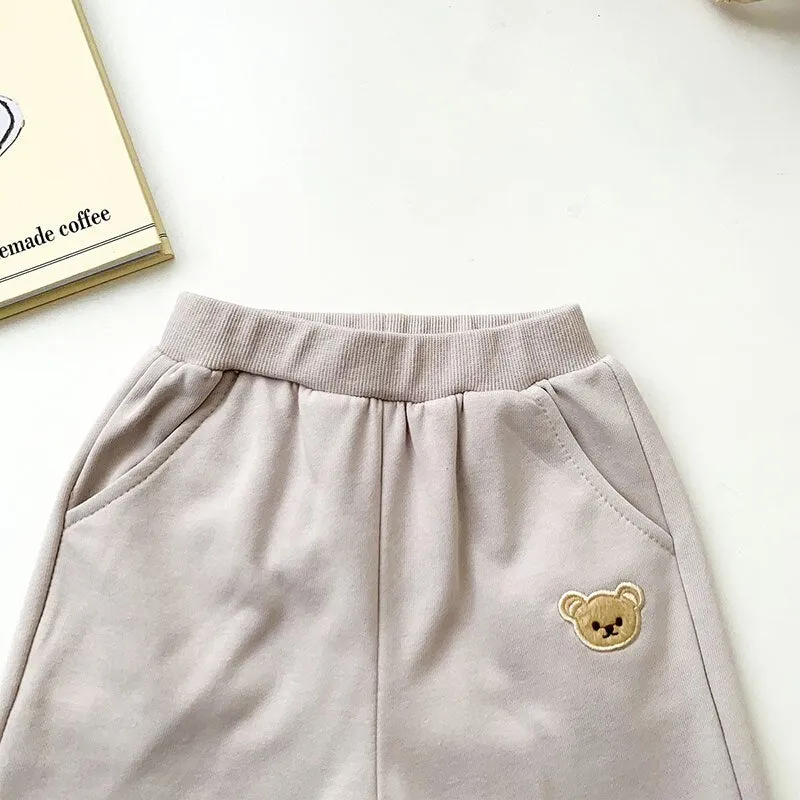 Baby Clothes Set/ Bear Embroidery Hoodies and Pants 2Pcs Suit For 0-3 Year