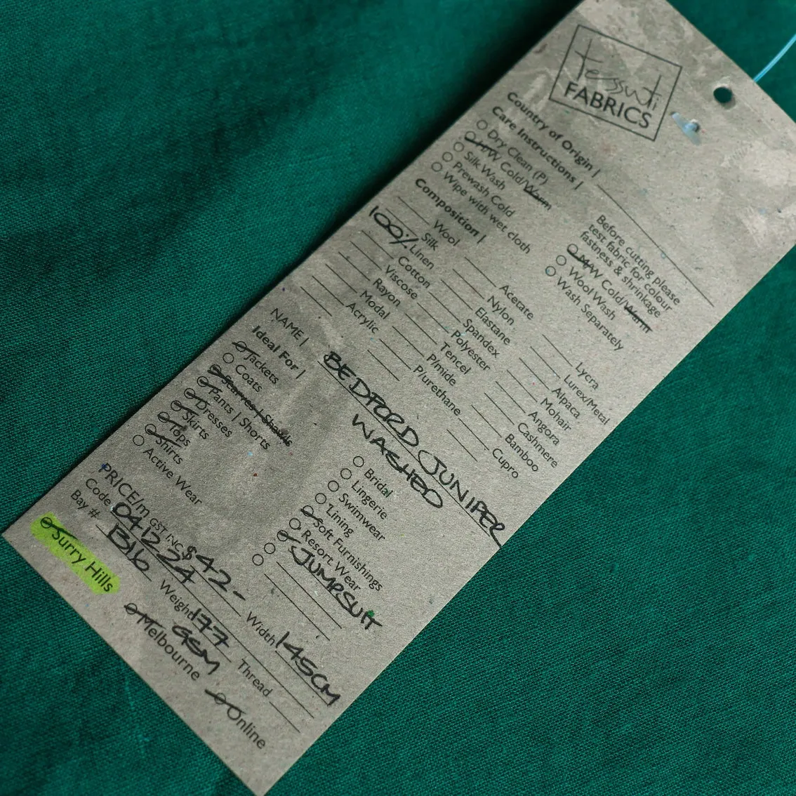 Bedford Juniper Washed Linen