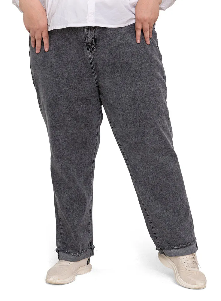 Black 1 Plus Size-Momfit Jeans