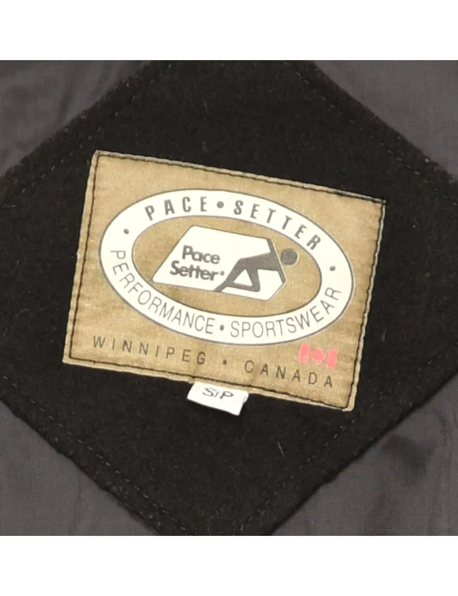 Black & Brown Two-Tone Varsity Jacket - L
