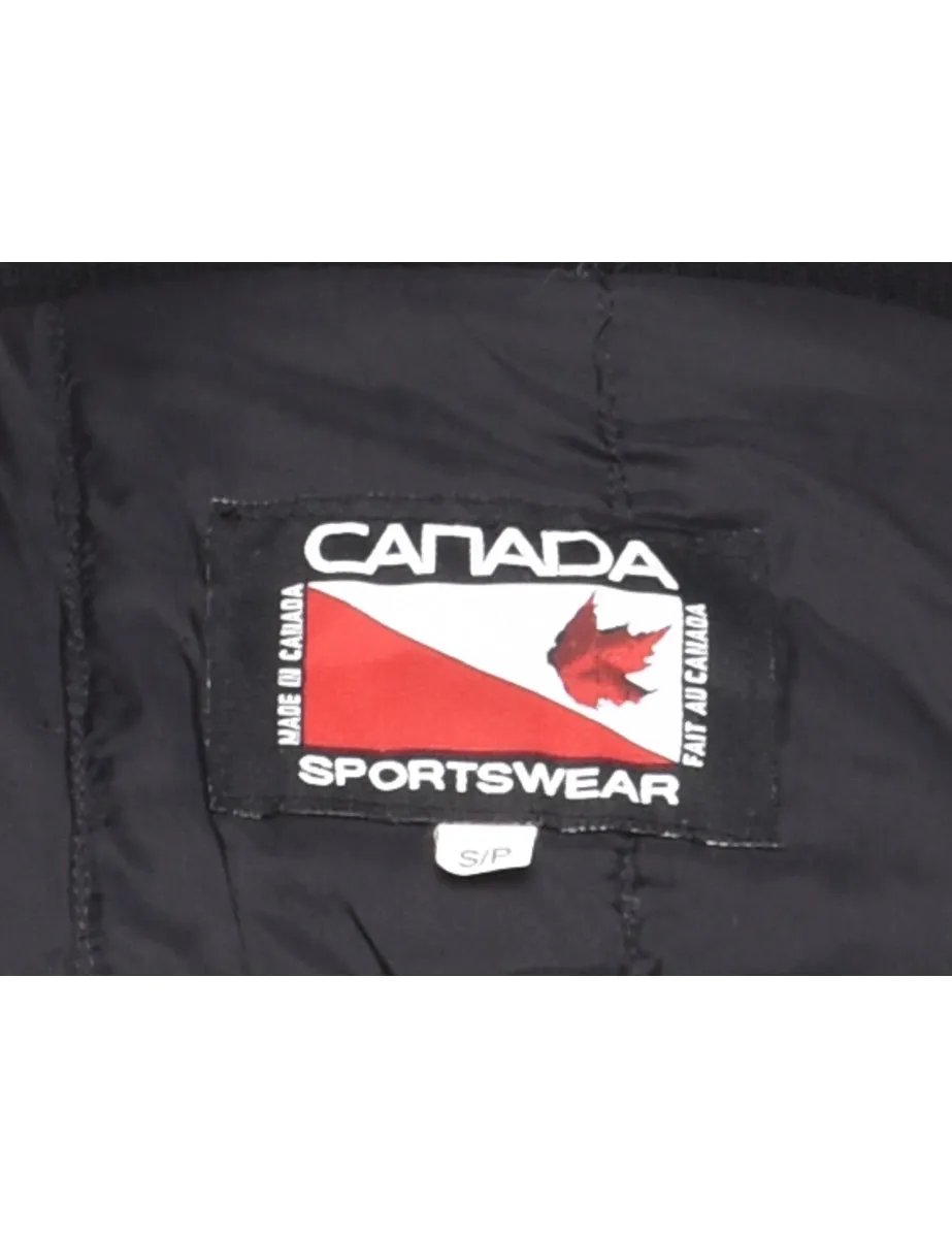 Black & Plum Canada Design Classic Varsity Jacket - S