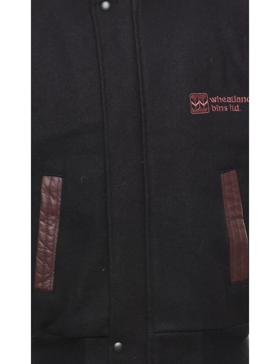 Black & Plum Canada Design Classic Varsity Jacket - S