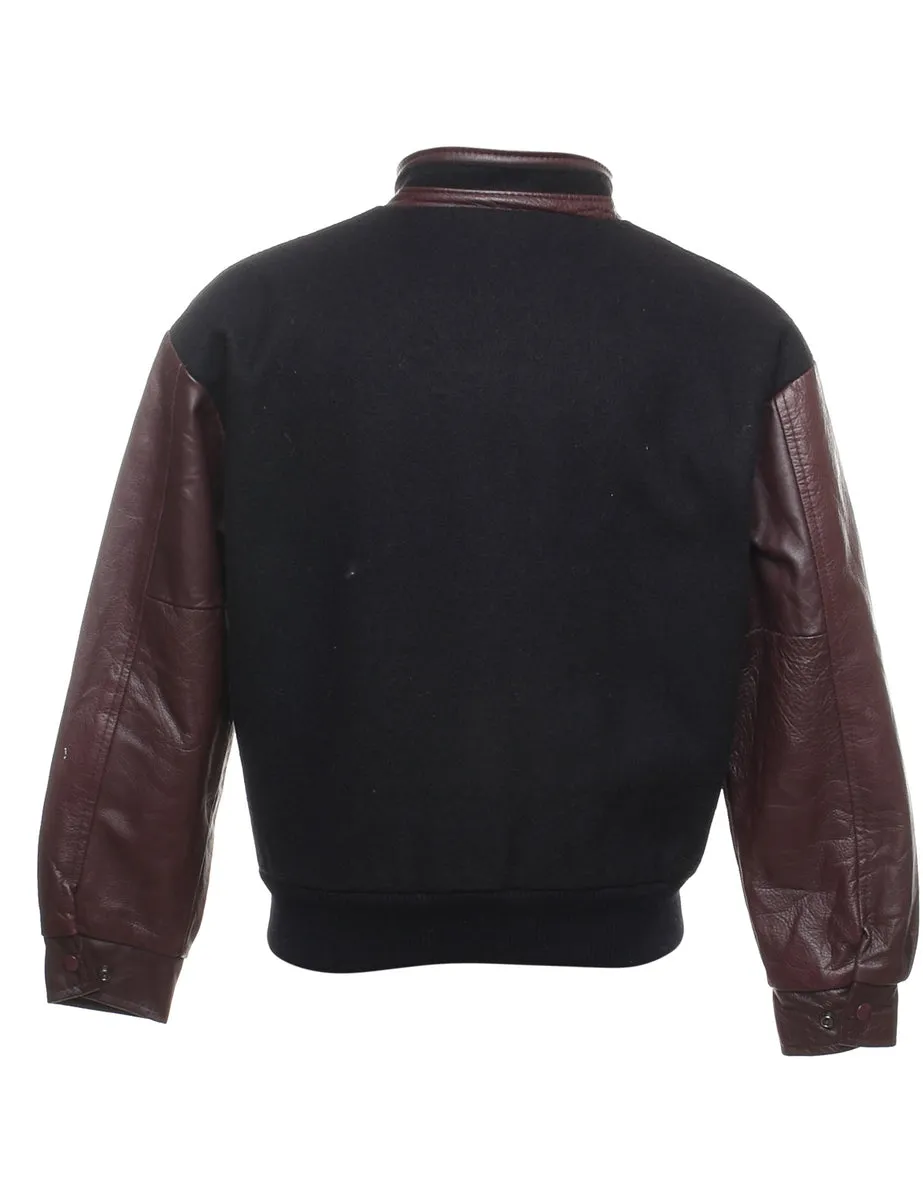Black & Plum Canada Design Classic Varsity Jacket - S