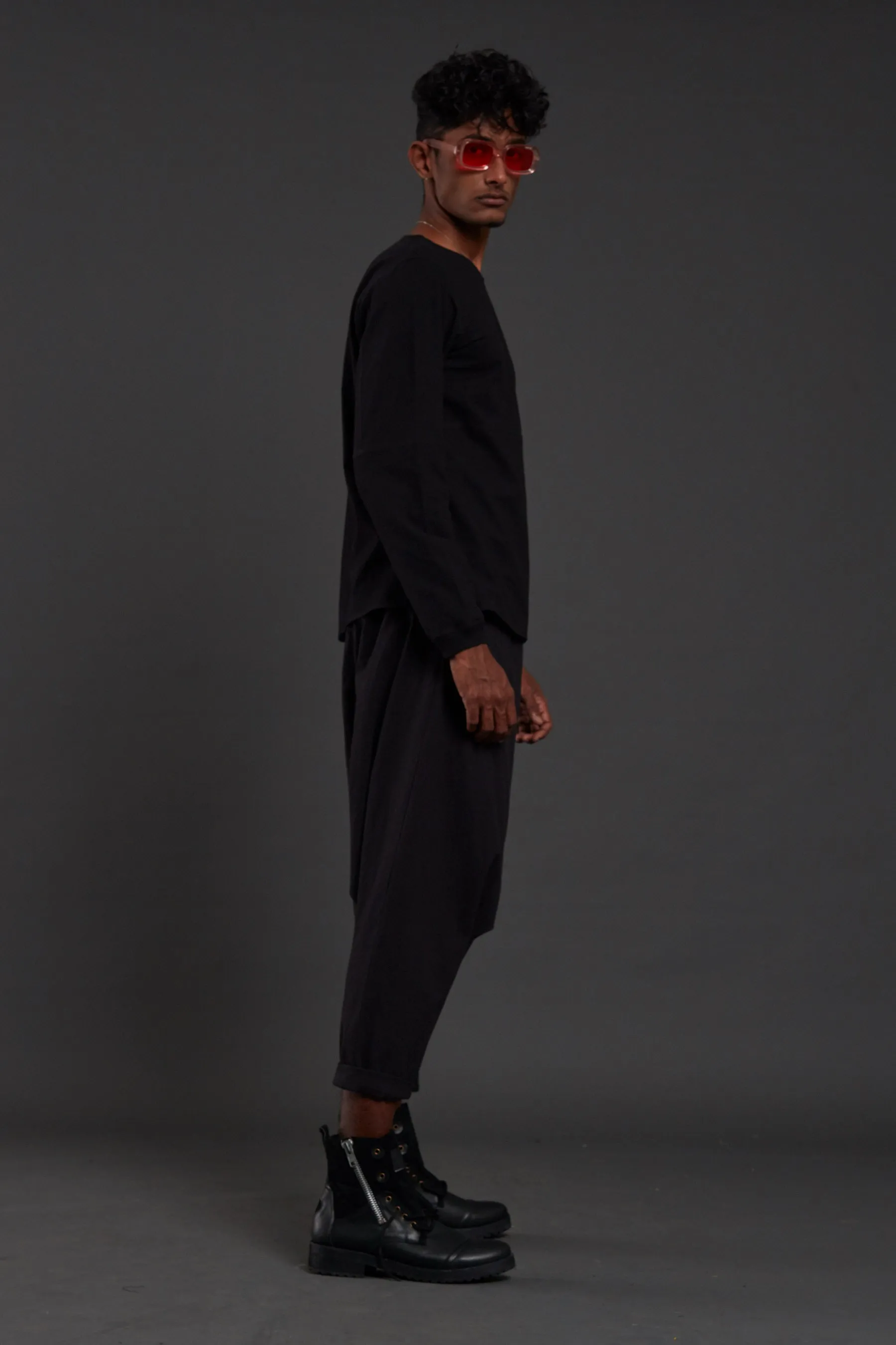 Black Drop Crotch Pants