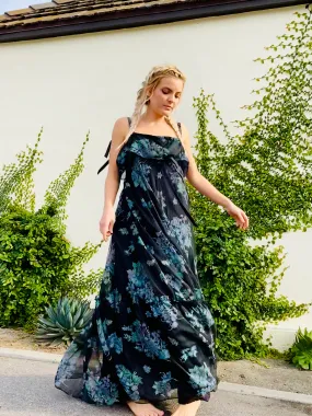 Black Floral Chiffon Dress