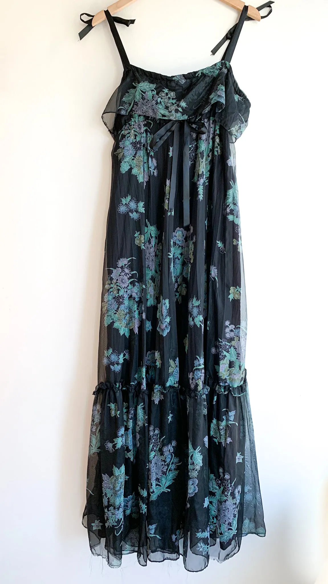 Black Floral Chiffon Dress