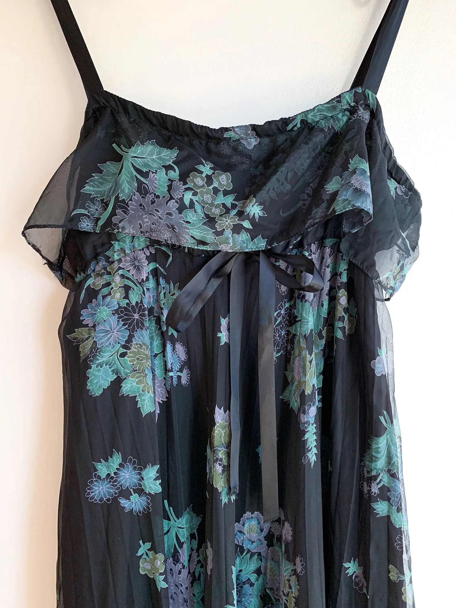 Black Floral Chiffon Dress