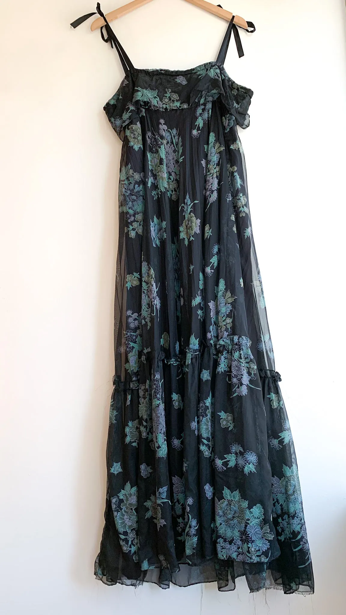 Black Floral Chiffon Dress