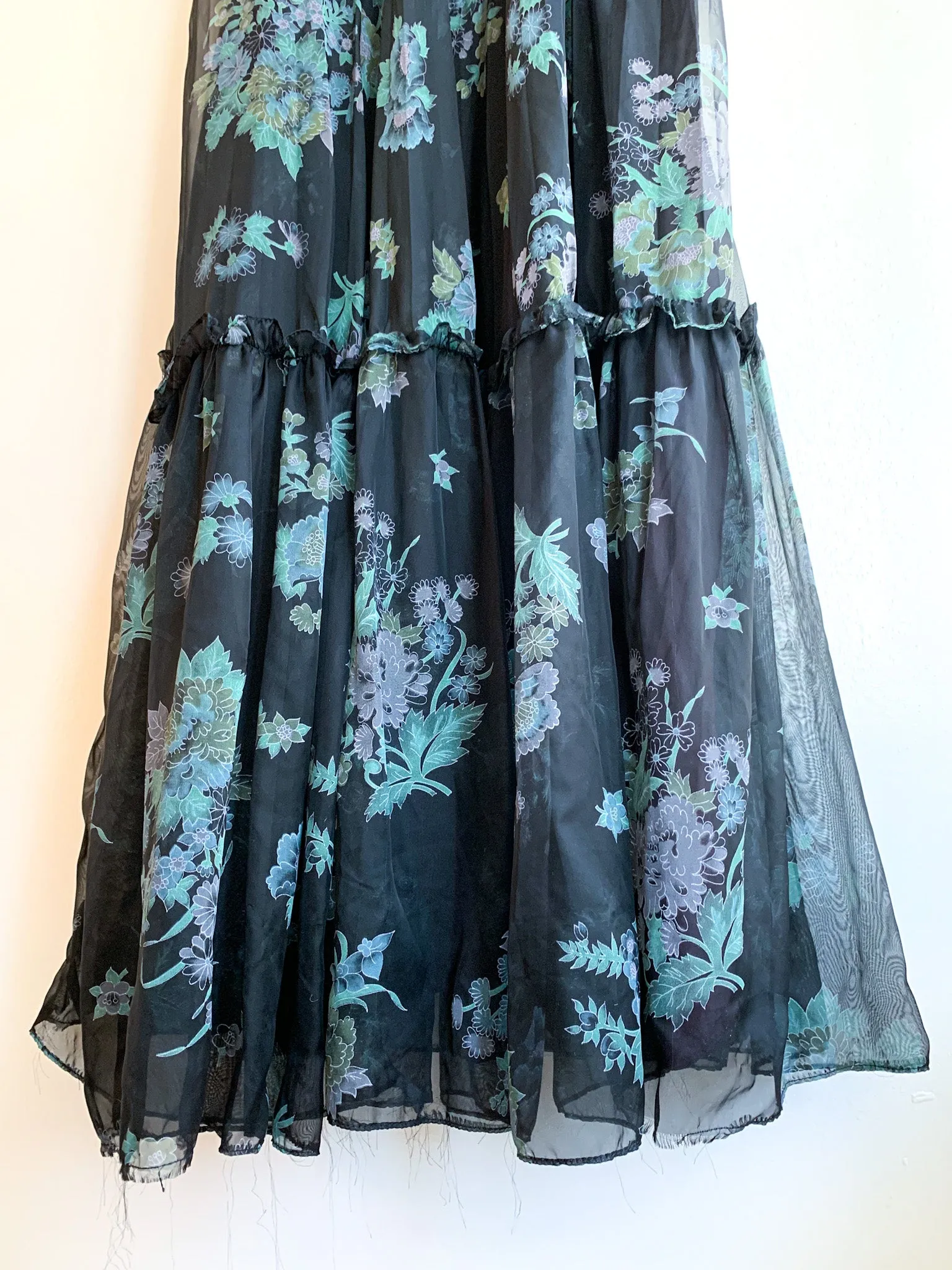 Black Floral Chiffon Dress