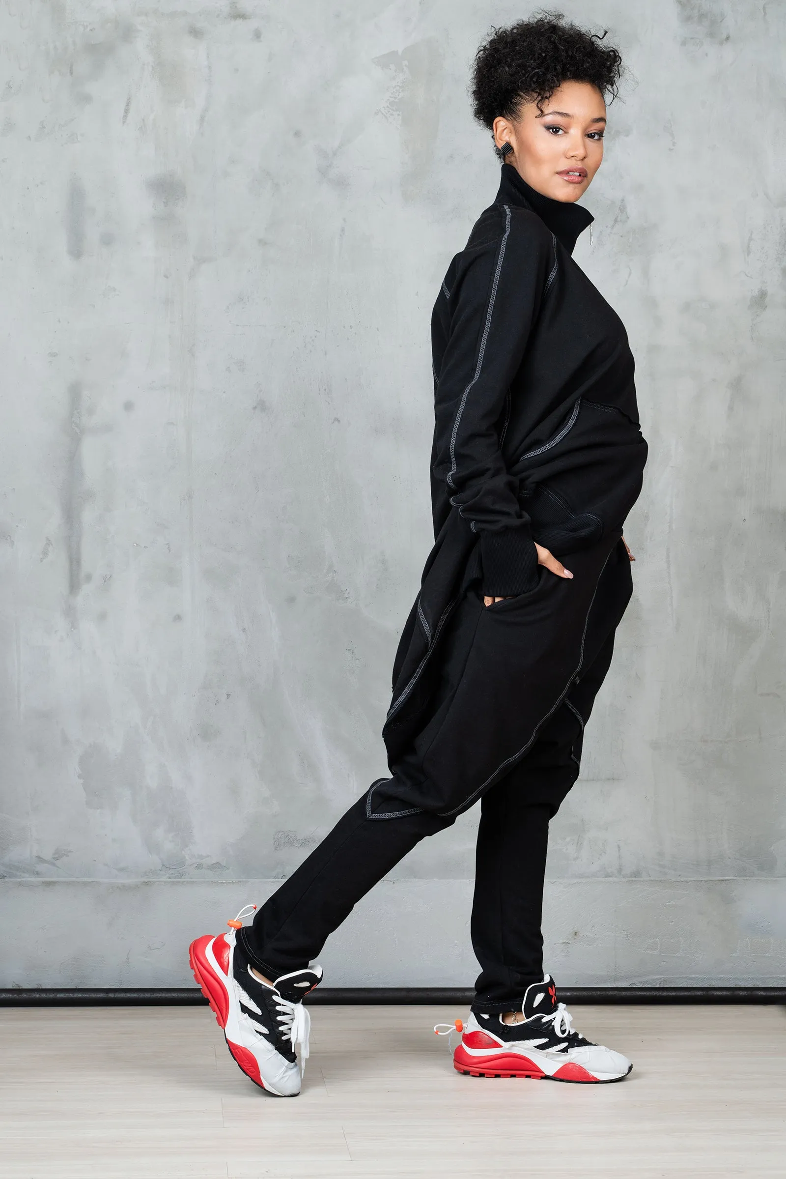 Black Organic Cotton Harem Pants Women
