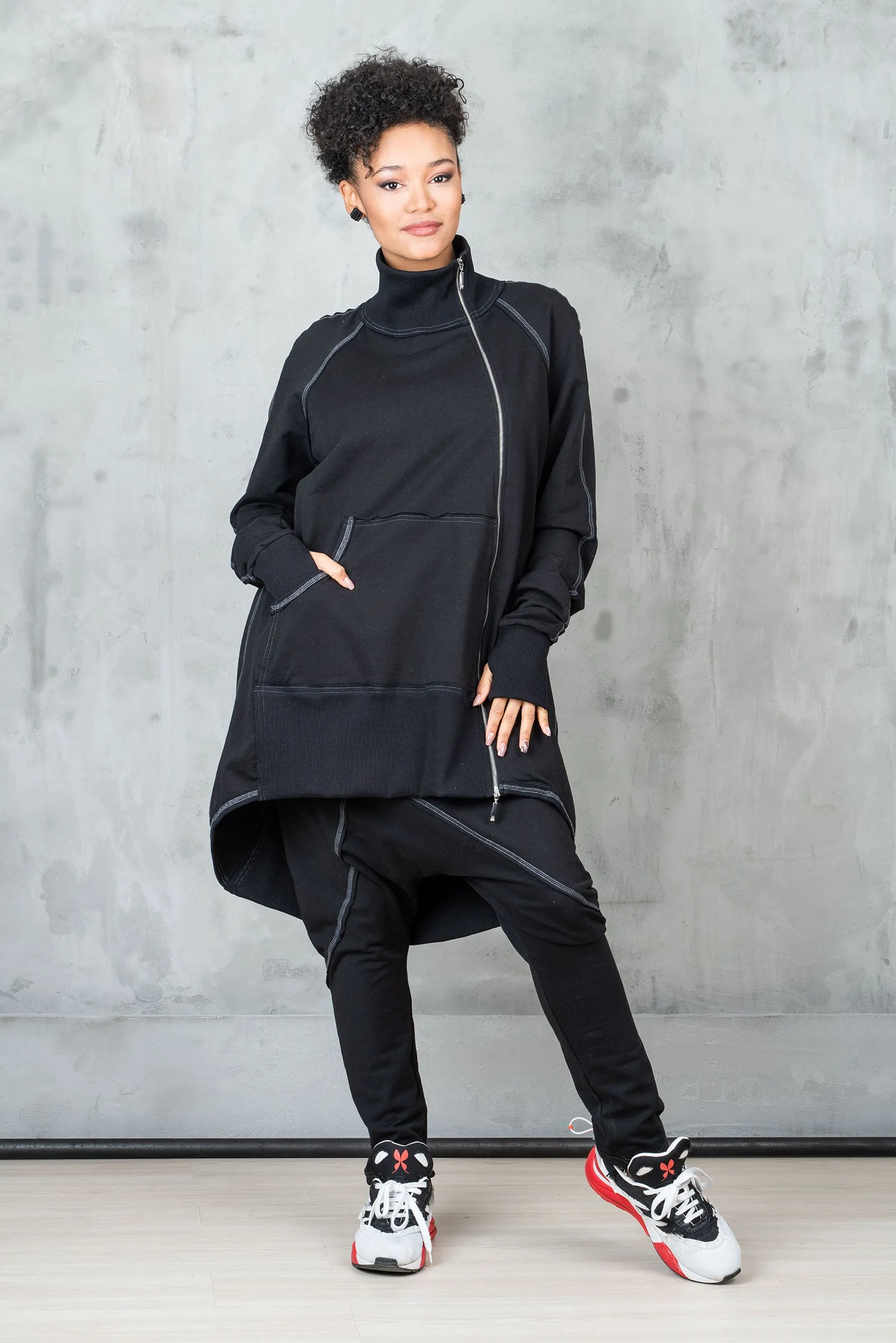 Black Organic Cotton Harem Pants Women