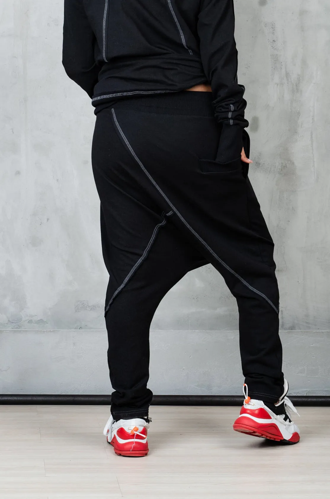 Black Organic Cotton Harem Pants Women