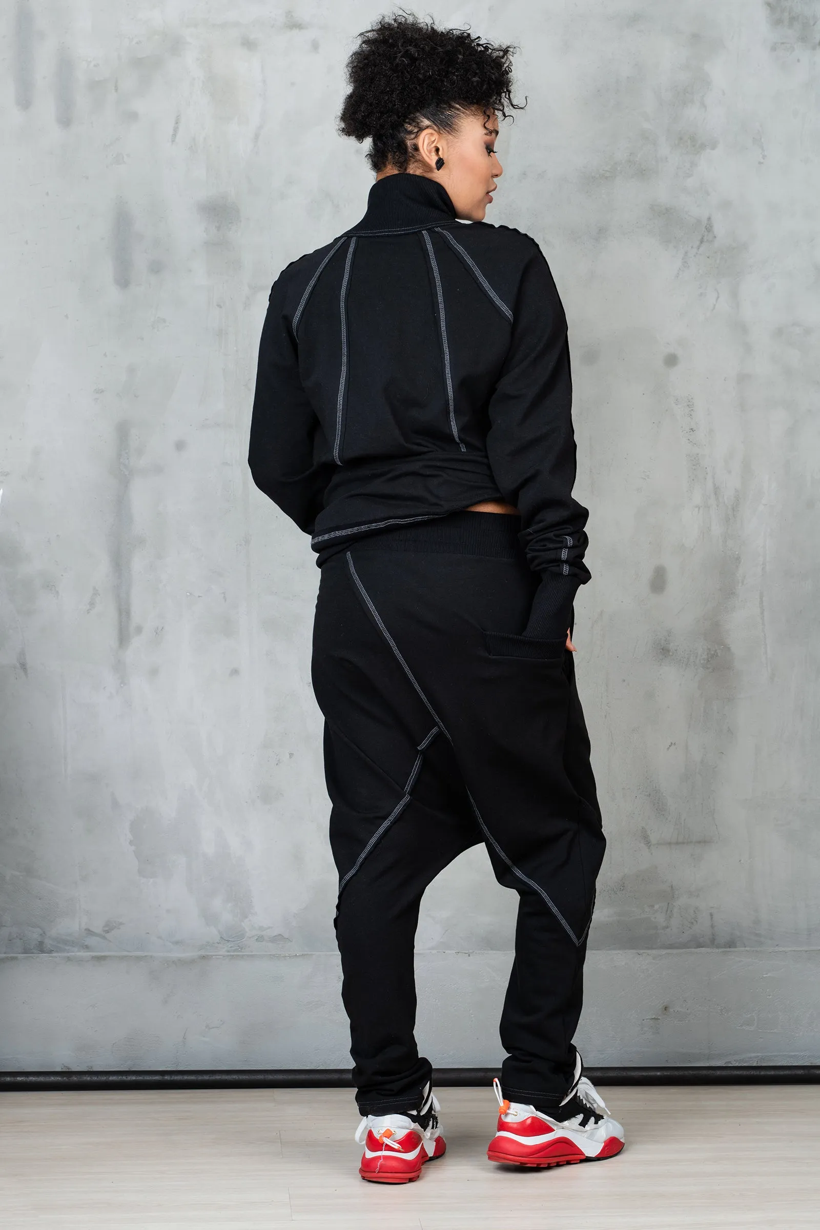 Black Organic Cotton Harem Pants Women