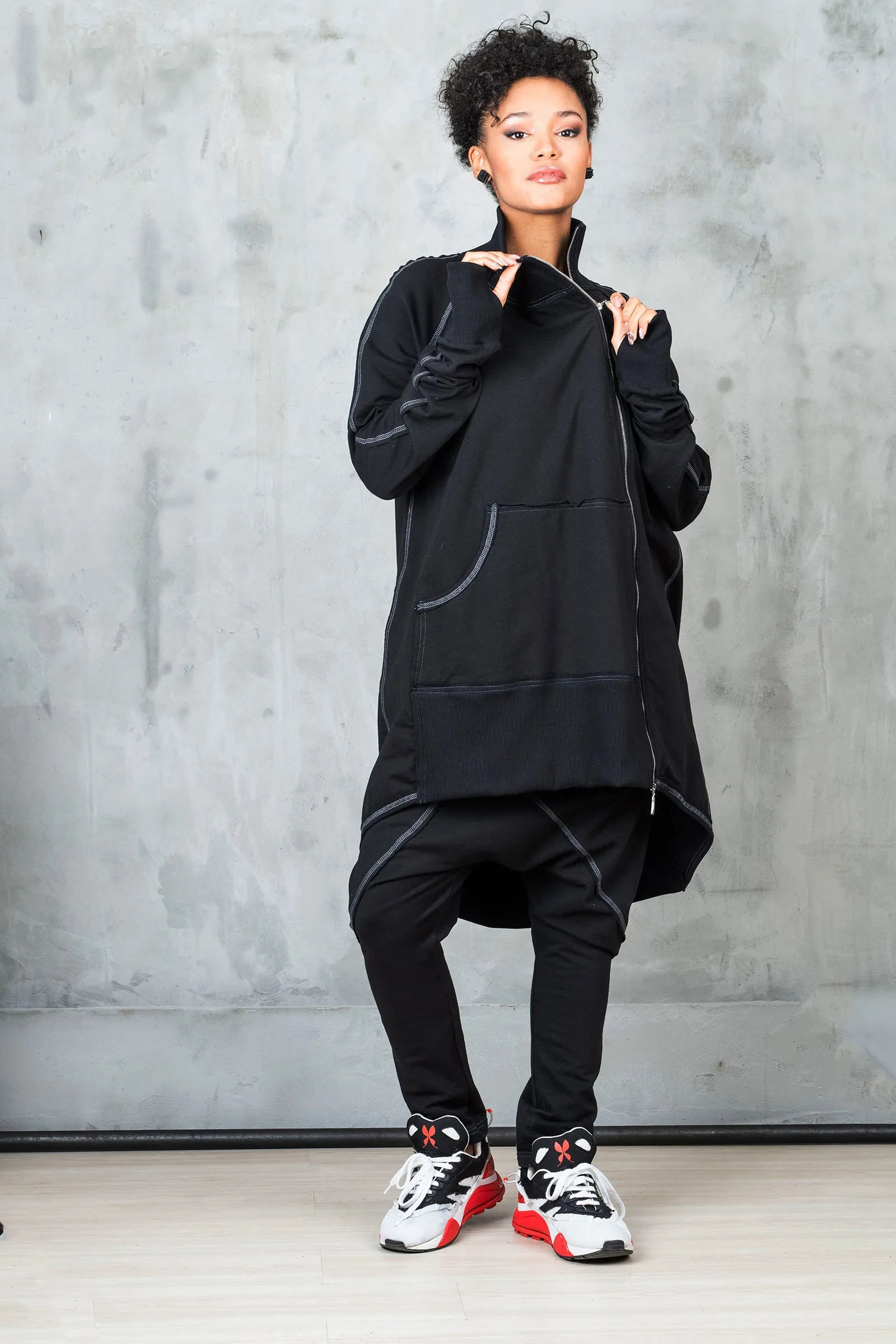 Black Organic Cotton Harem Pants Women