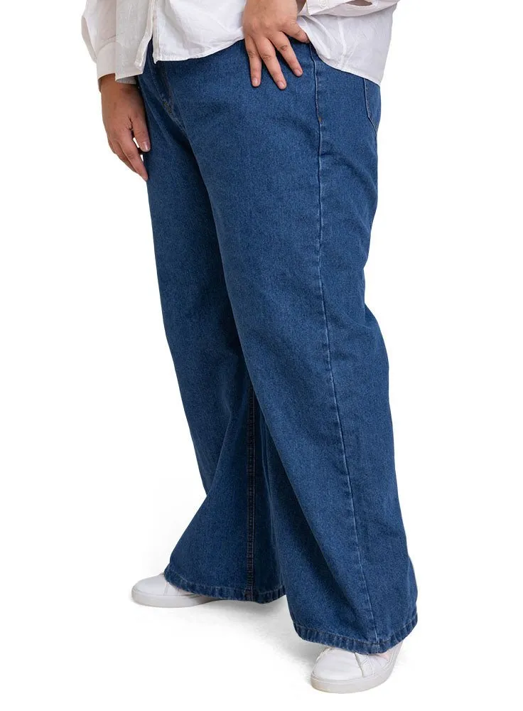 Blue 10 Plus Size-Wide Jeans