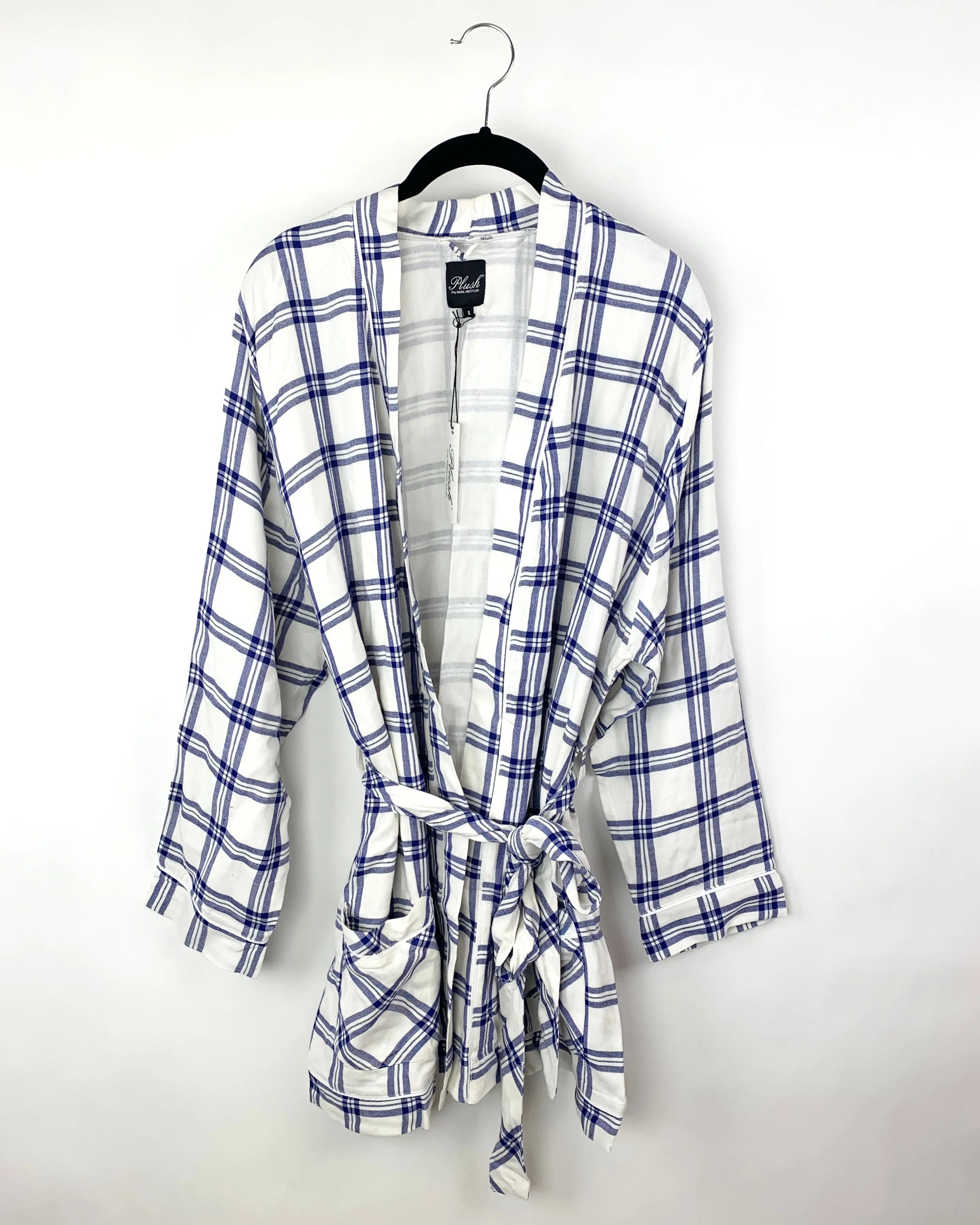 Blue Plaid Robe - Small