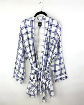 Blue Plaid Robe - Small