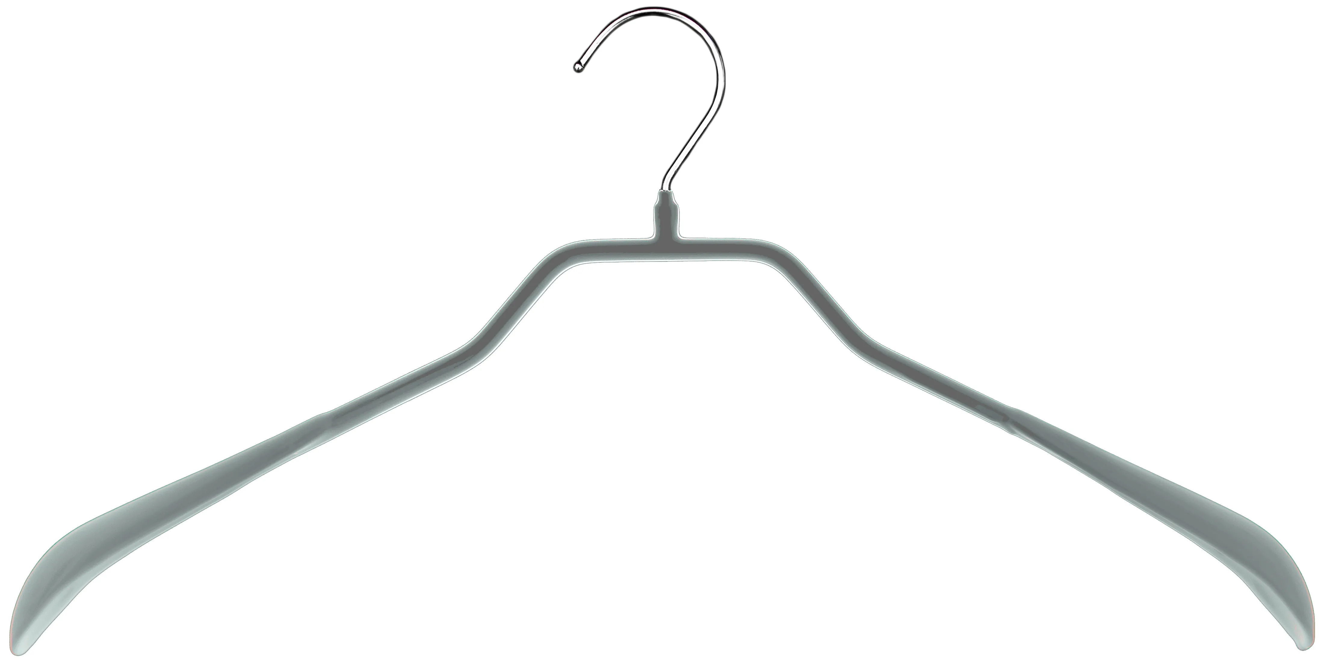 BodyForm Series- Steel Coated Hanger, Wide Shoulder Support, Model 42L, Silver