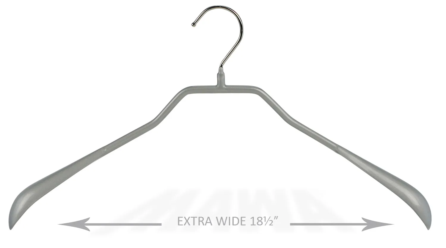 BodyForm Series- Steel Coated Hanger, Wide Shoulder Support, Wide Width, Model 46L, Silver