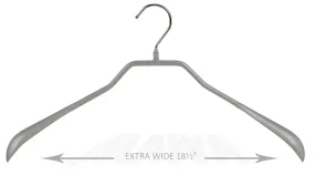 BodyForm Series- Steel Coated Hanger, Wide Shoulder Support, Wide Width, Model 46L, Silver