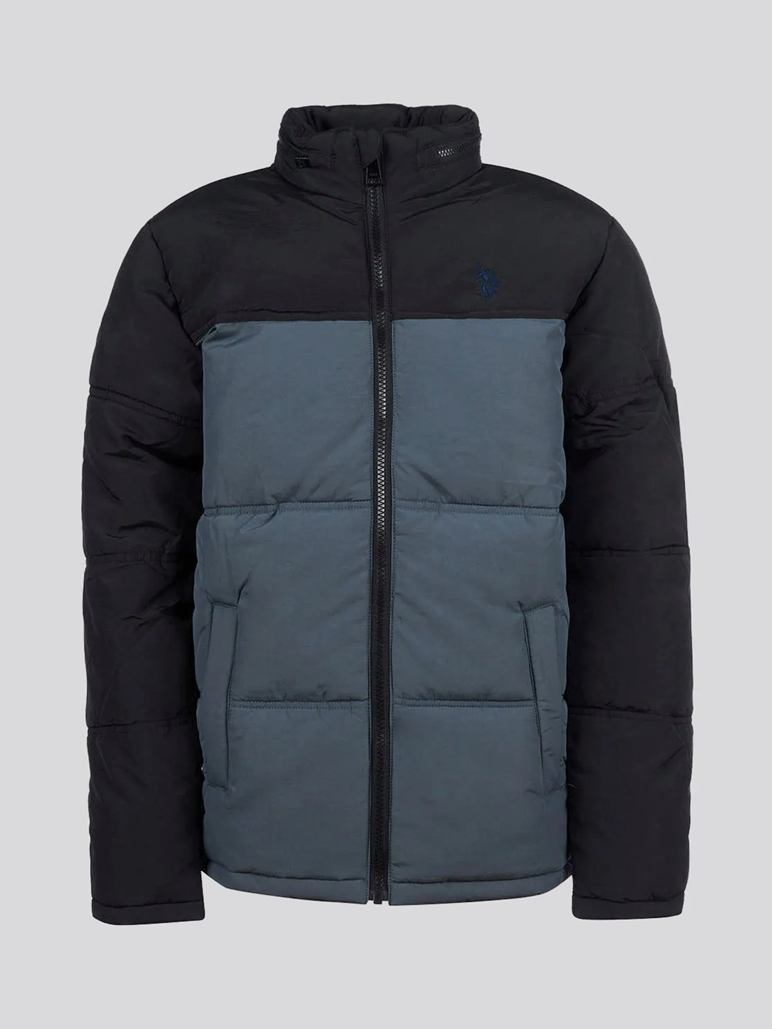 Boys Colour Block Puffer Coat Ebony