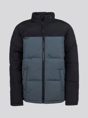 Boys Colour Block Puffer Coat Ebony