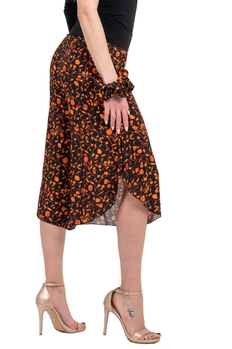 Bronze Orange Floral Print Tango Capri Pants