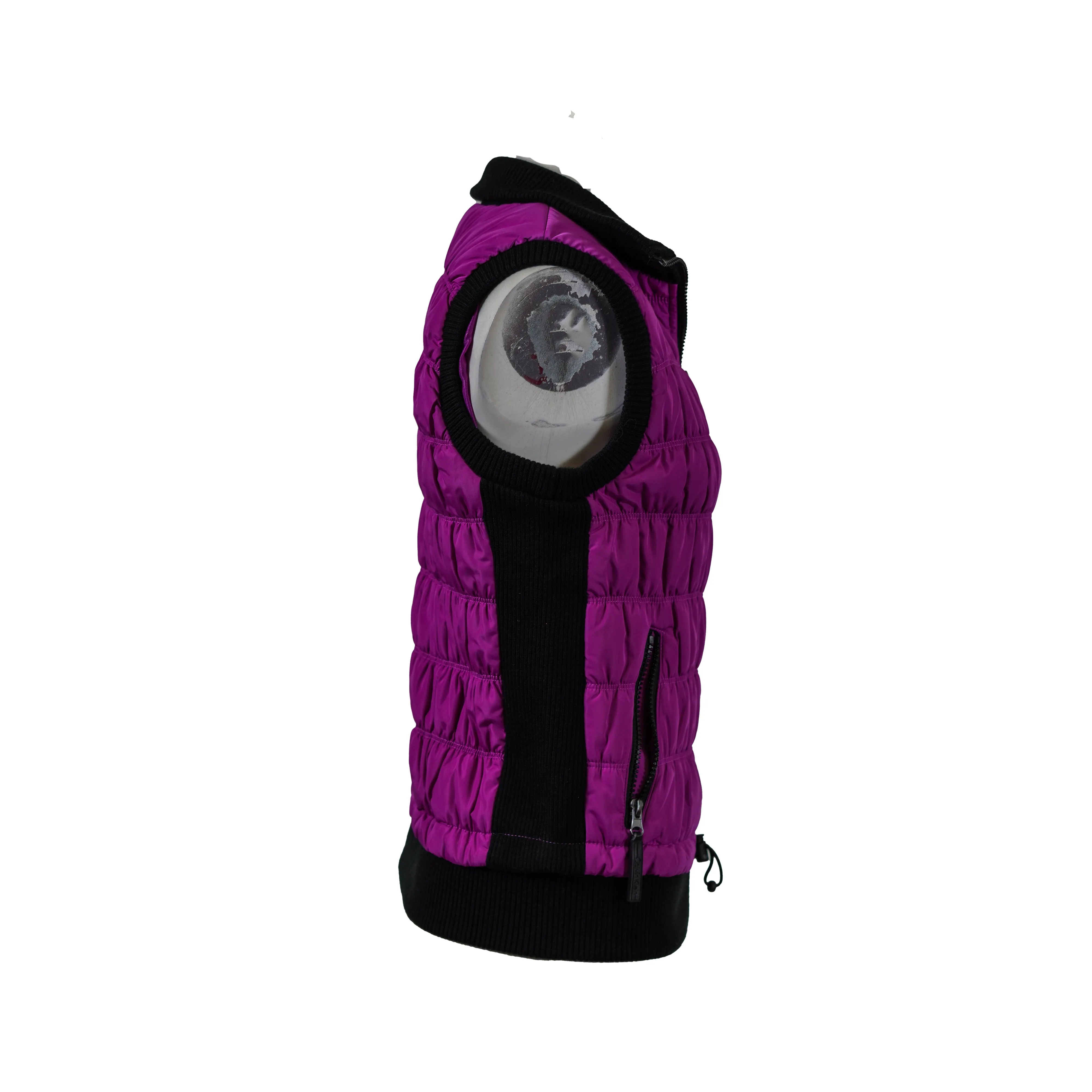 Calvin Klein Women's Performance Ribbed Knit Quilted Puffer Vest Purple Size XS