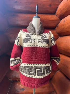 Canadian Knit Sweater - Merlot Deer - Extra Small