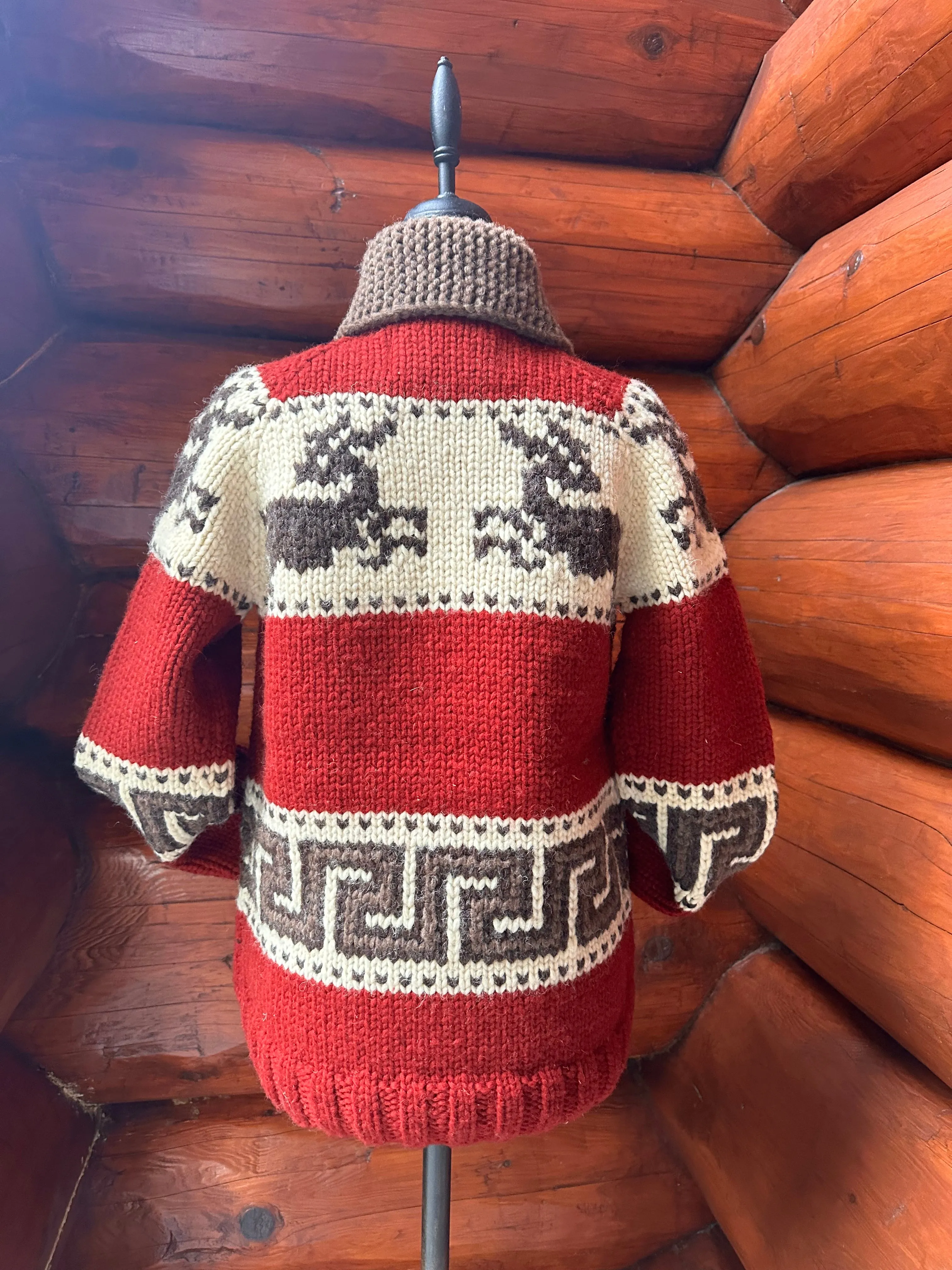 Canadian Knit Sweater - Merlot Deer - Extra Small