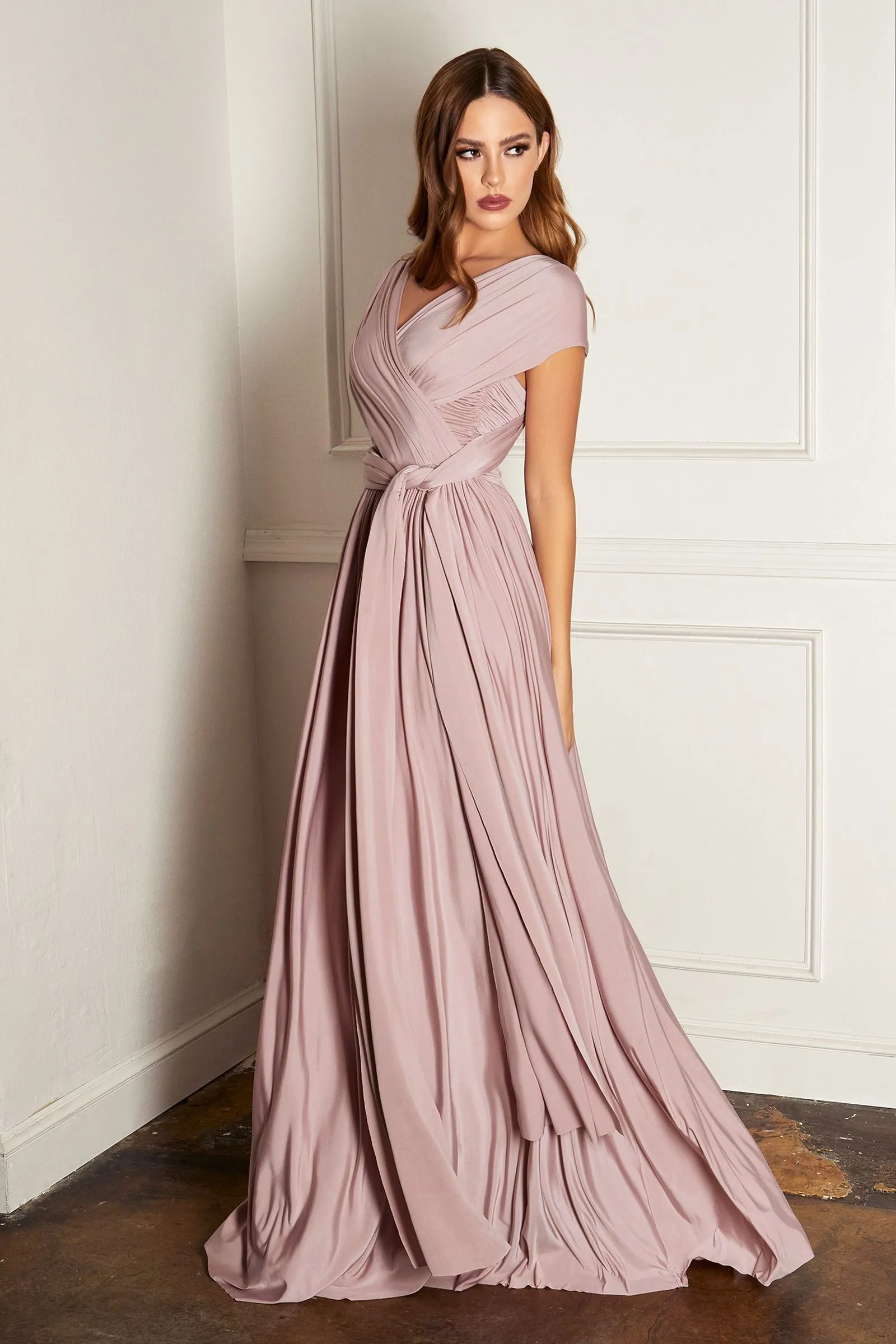 CAPREE Silky Multi Wear Tie Up Bridesmaid Dress