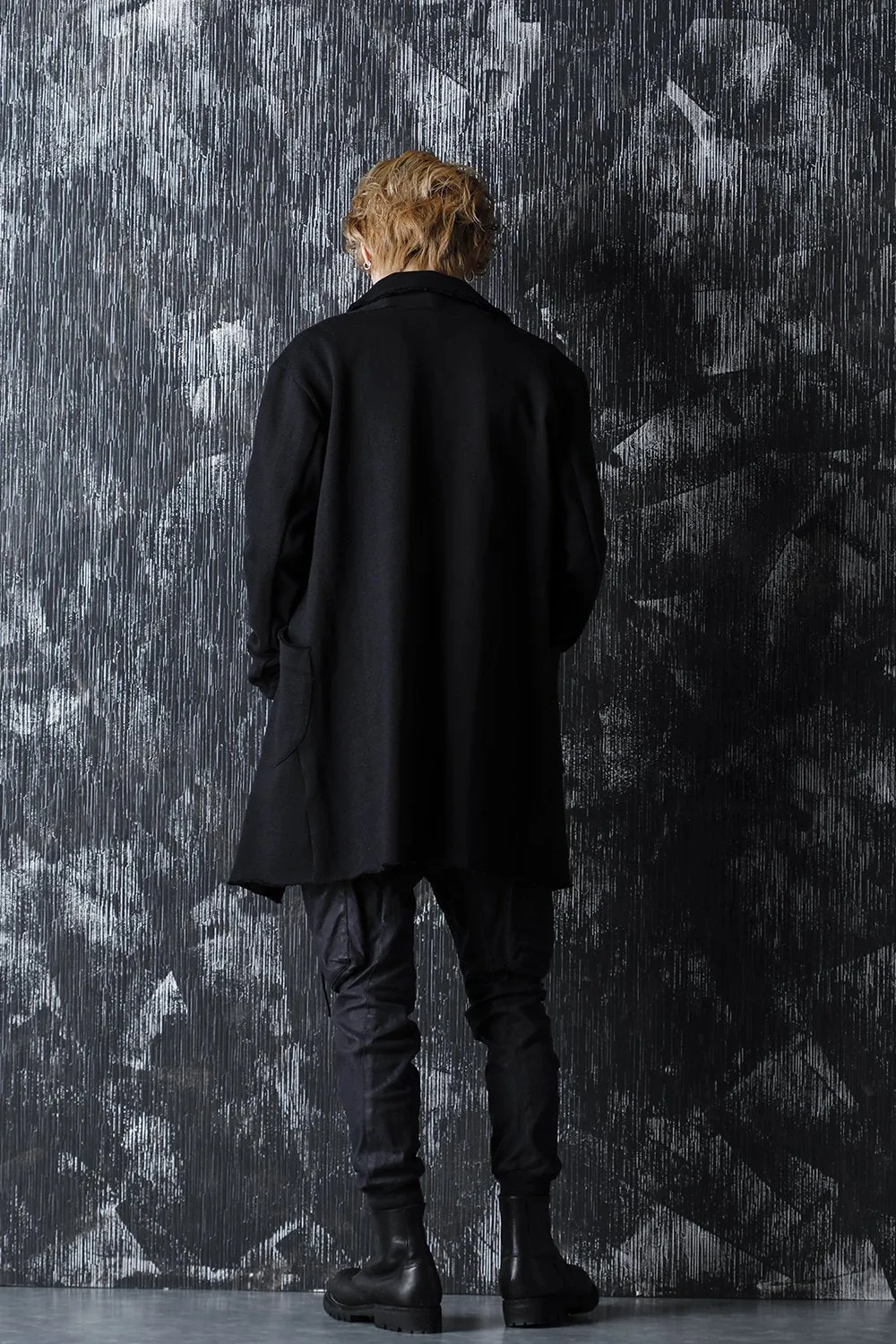 Carbon Coated Denim Drop Crotch Cargo Slim Pants