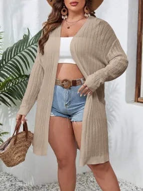Casual Plain Design Open Front Cardigan
