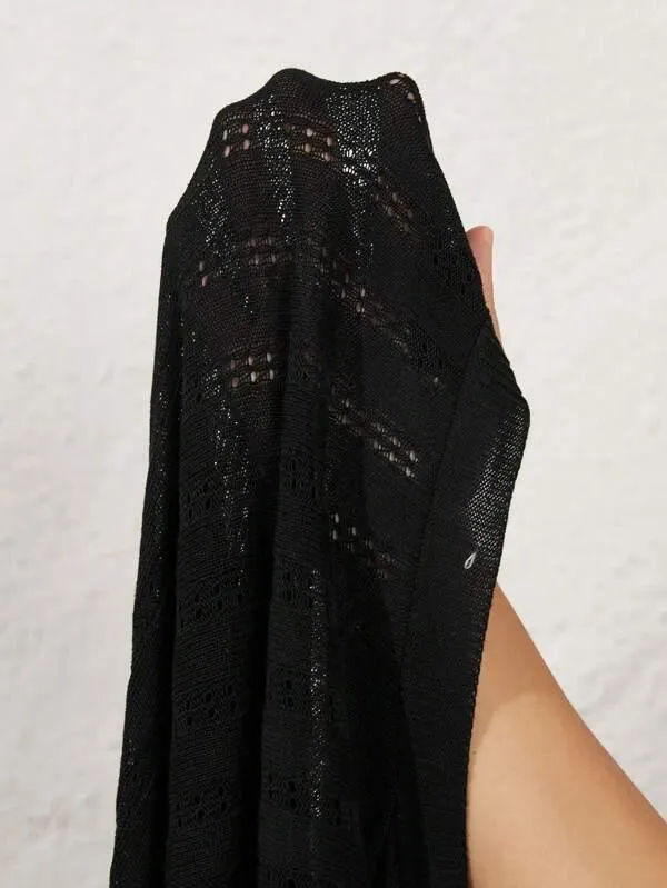 Casual Plain Design Open Front Cardigan