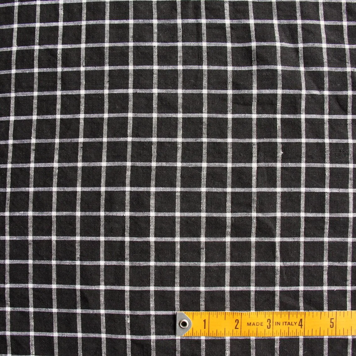Chalk Grid Black Bio Wash Linen