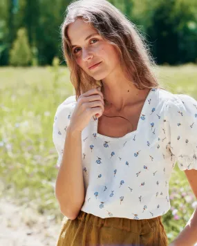 CHANIA puff sleeve linen top