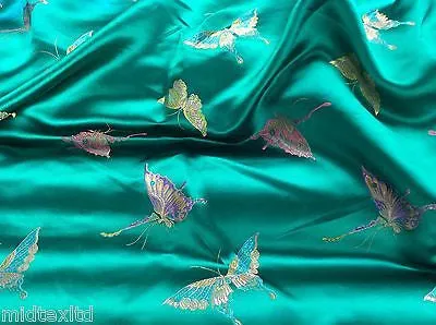 CHINESE ORIENTAL BUTTERFLY BROCADE SILKY SATIN DRESS FABRIC 44" wide Mtex M57
